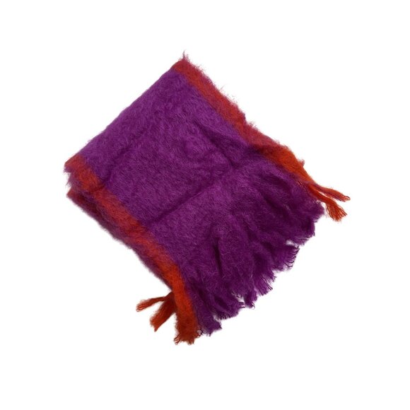 Lovat & Green Fringe Wool Blend Scarf in Purple - Picture 1 of 5